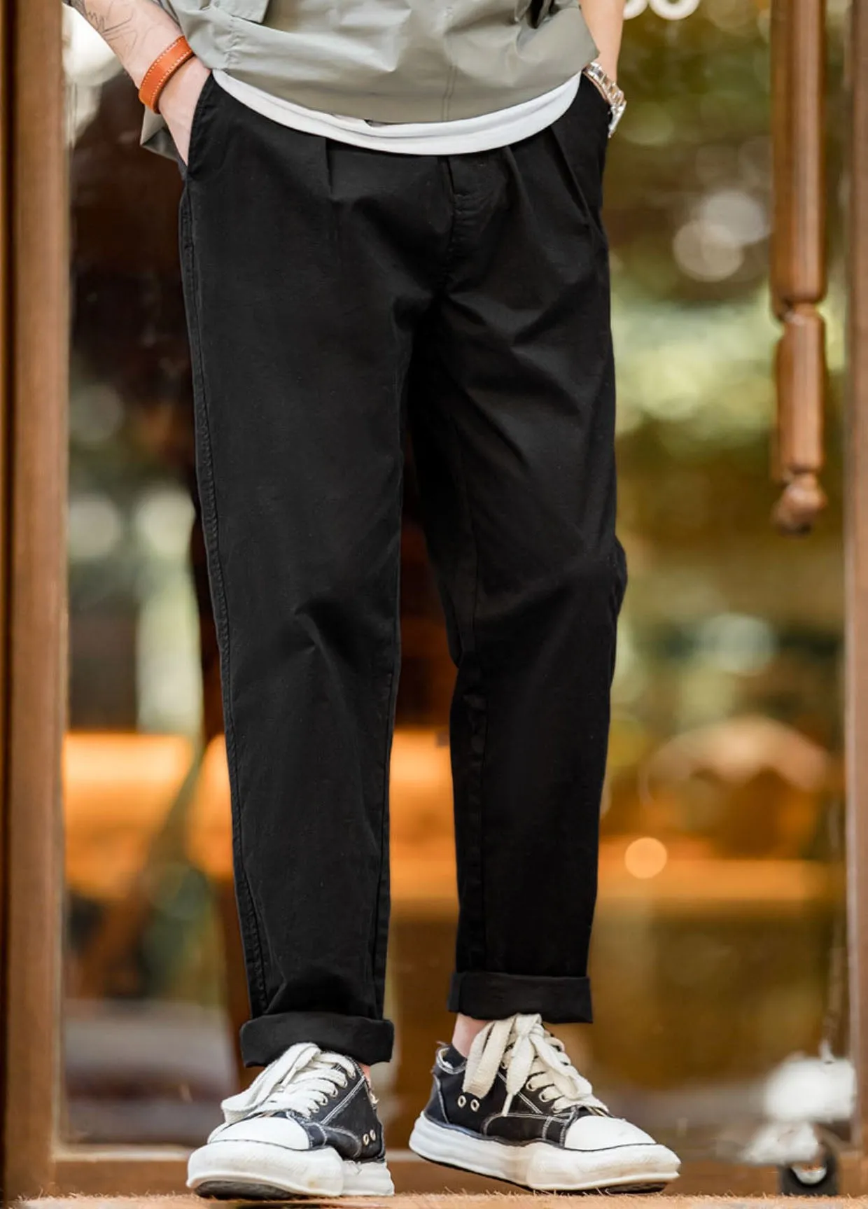 American Casual Brushed Stretch Slim Tapered Men's Trousers