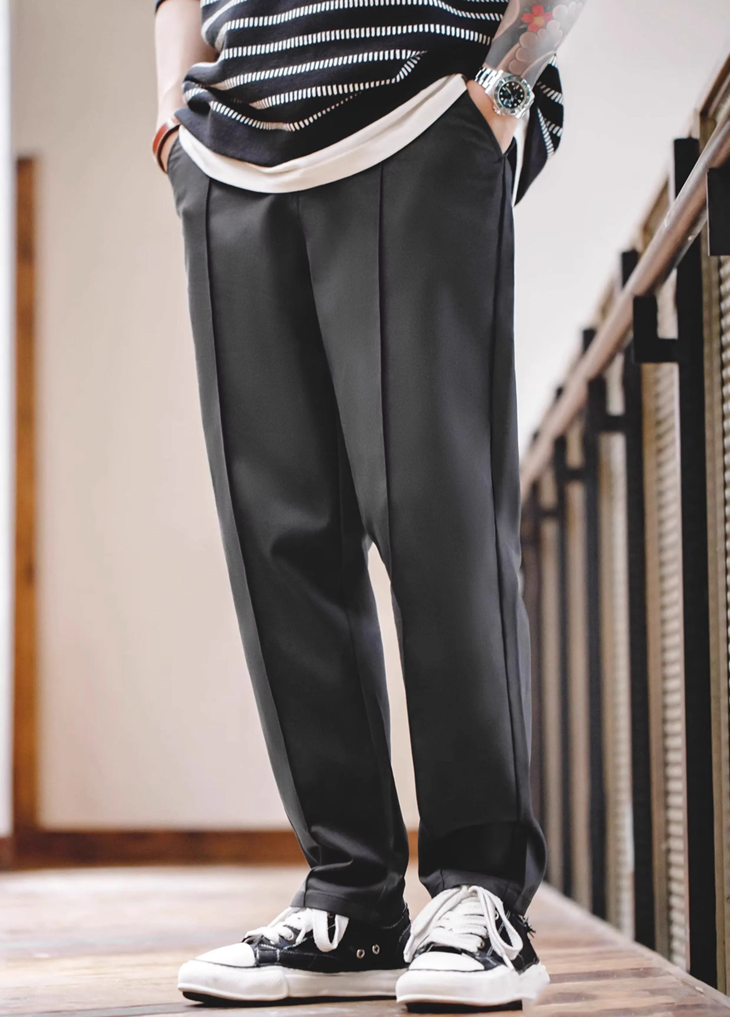 American Casual Workwear Versatile Pleated Men's Trousers