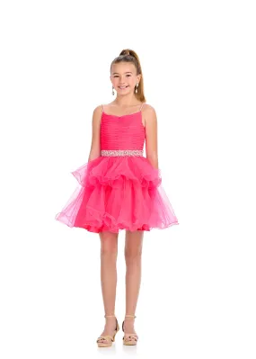 Ashley Lauren 8279 Girls Short Tulle Cocktail Dress Spaghetti Straps cocktail appearance formal wear