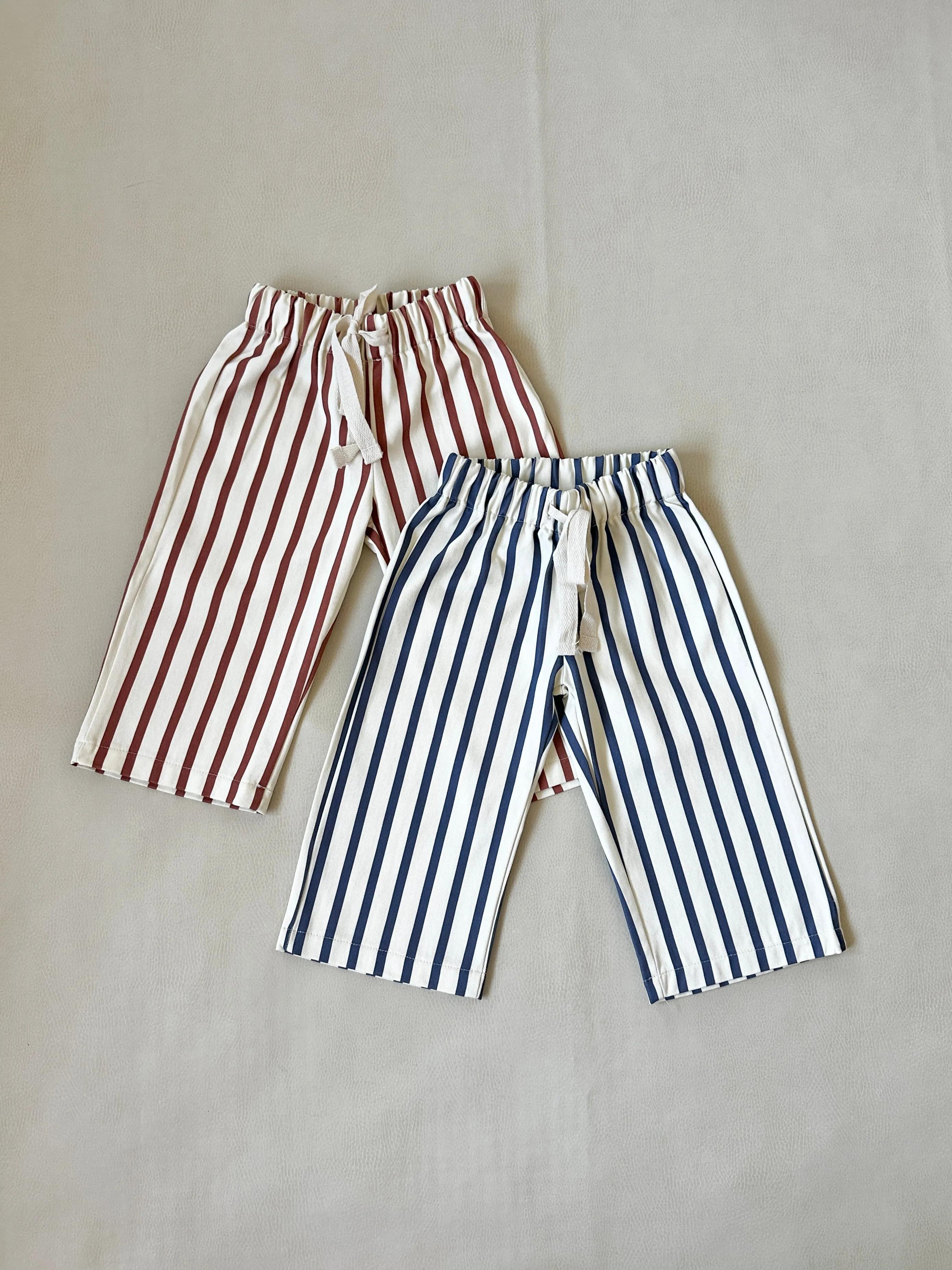 Billie Stripe Cotton Pants - Cream/Blue Stripe