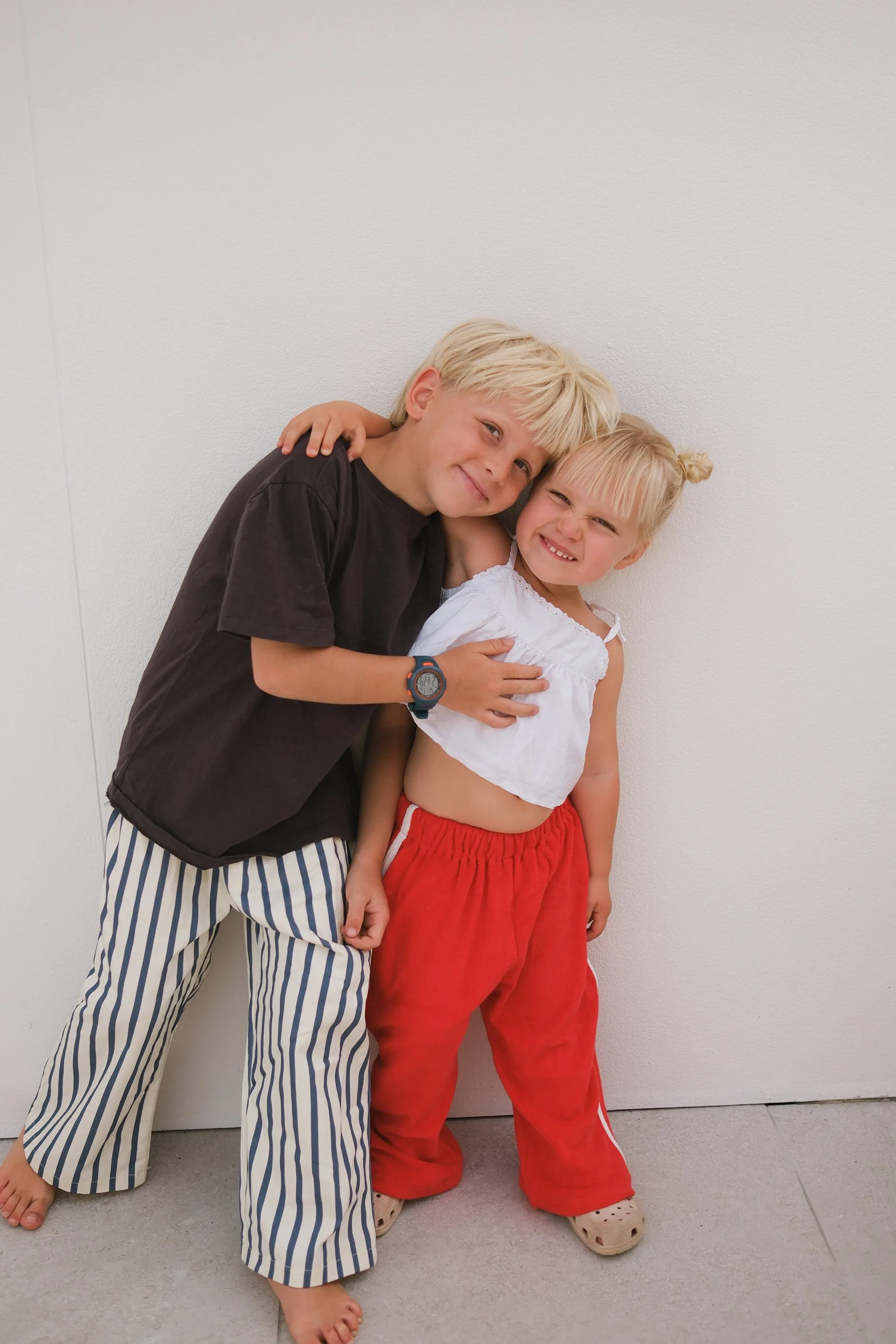 Billie Stripe Cotton Pants - Cream/Blue Stripe