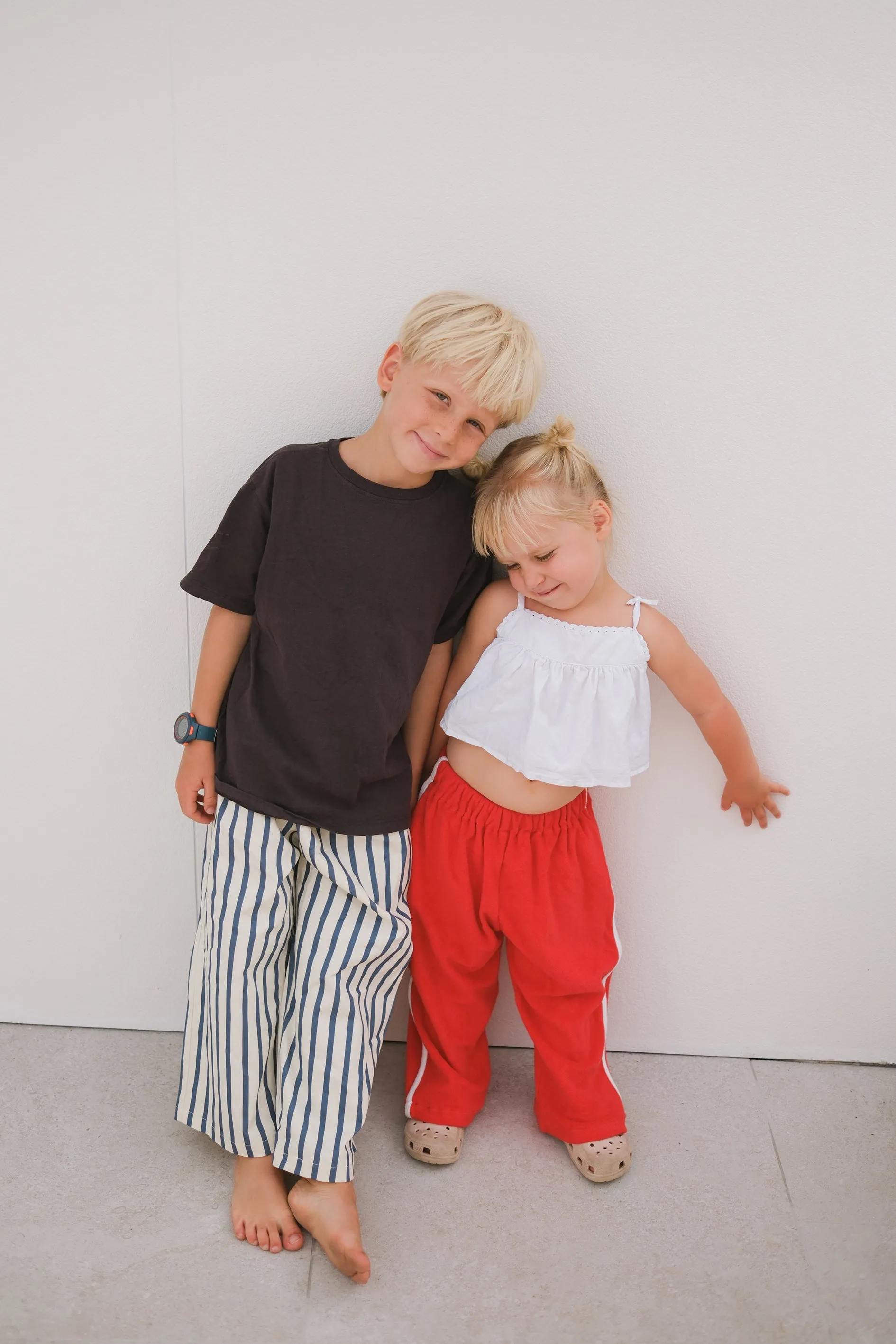 Billie Stripe Cotton Pants - Cream/Blue Stripe