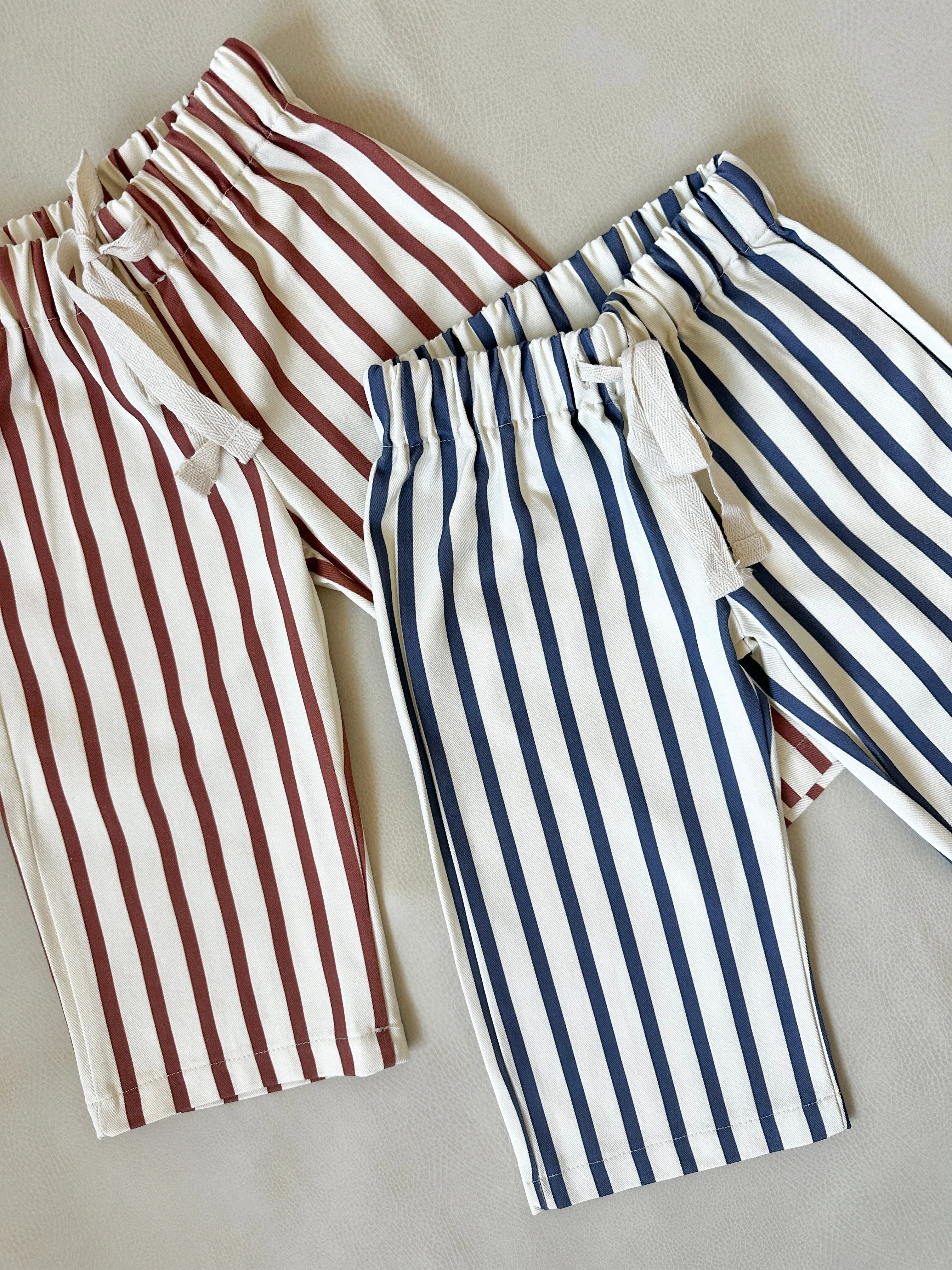 Billie Stripe Cotton Pants - Cream/Blue Stripe