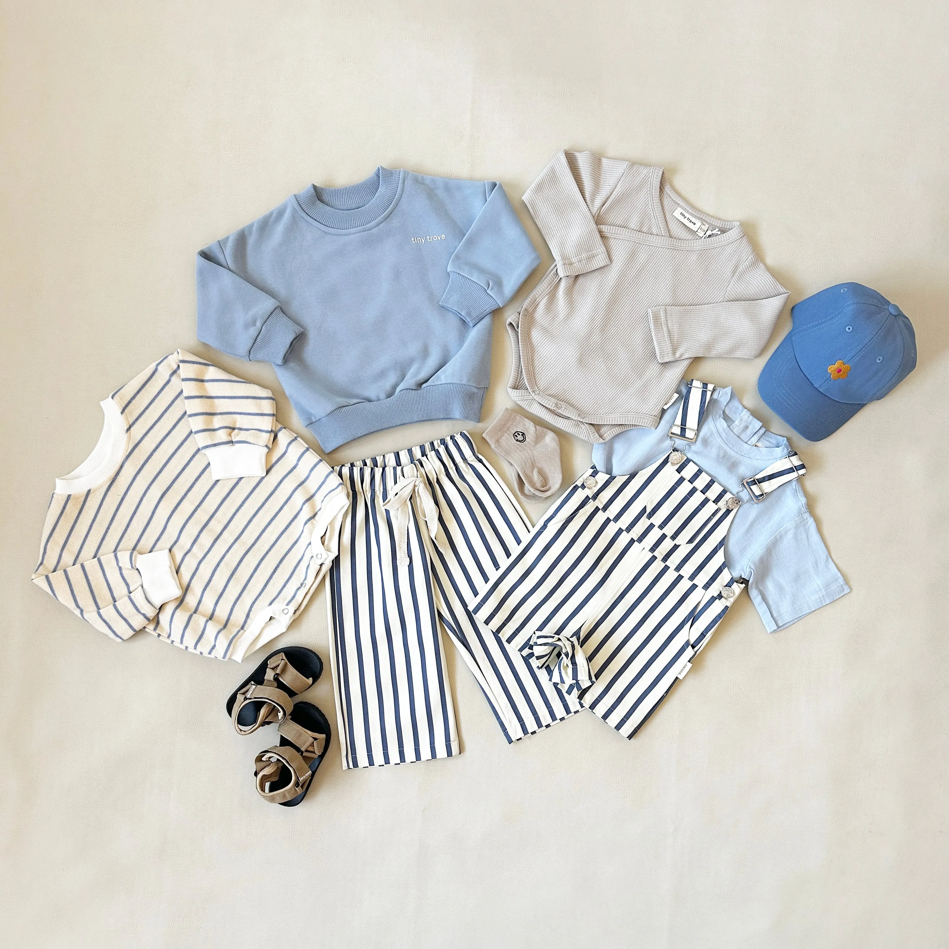 Billie Stripe Cotton Pants - Cream/Blue Stripe