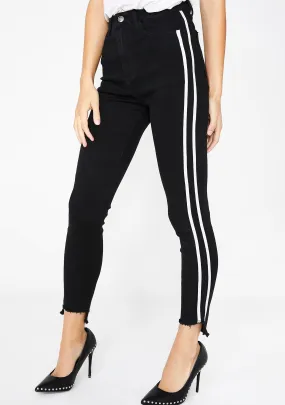 Black Side Stripe Skinny Jeans