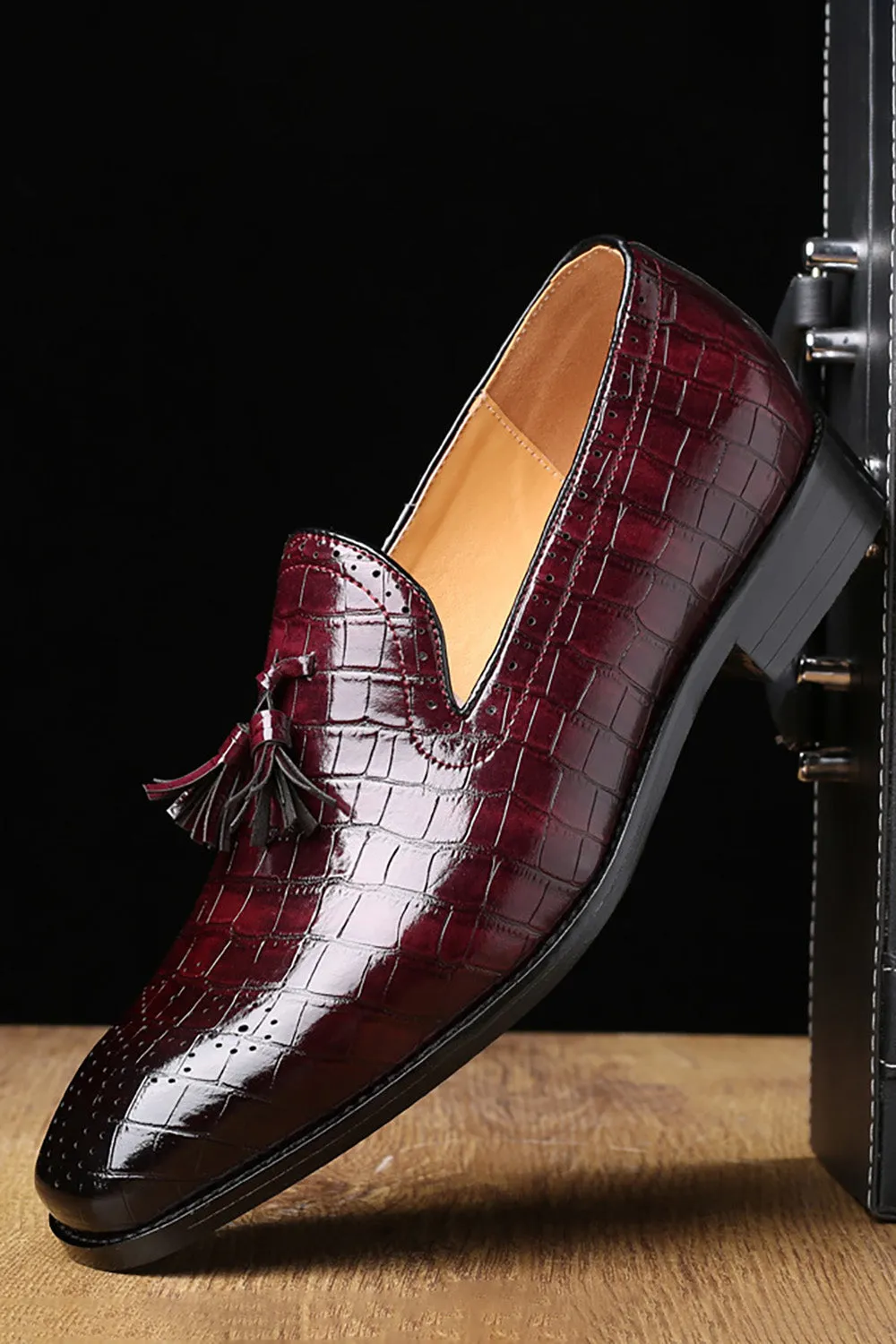 Black Slip-On Fringe Men's Party Shoes