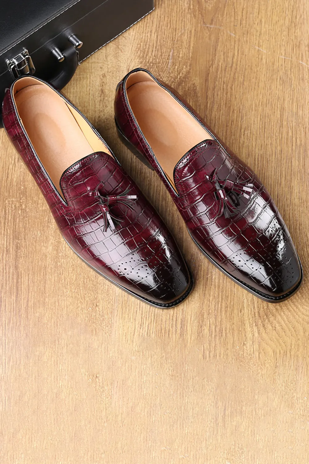 Black Slip-On Fringe Men's Party Shoes