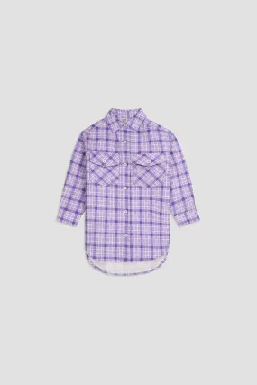 Button Down Check Shirt For Girl - PURPLE