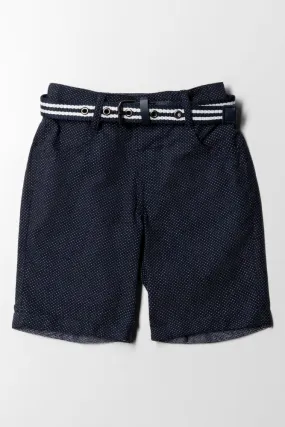Chino Short With Belt Navy