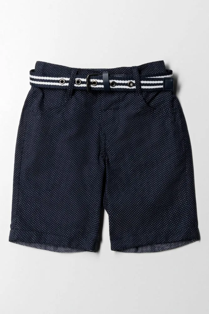 Chino Short With Belt Navy