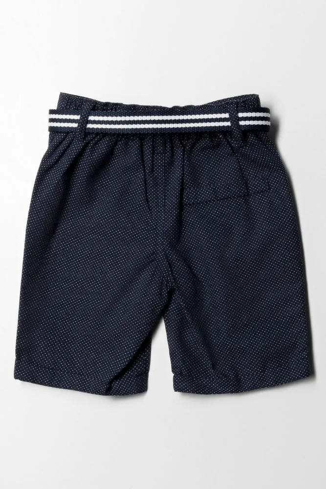 Chino Short With Belt Navy