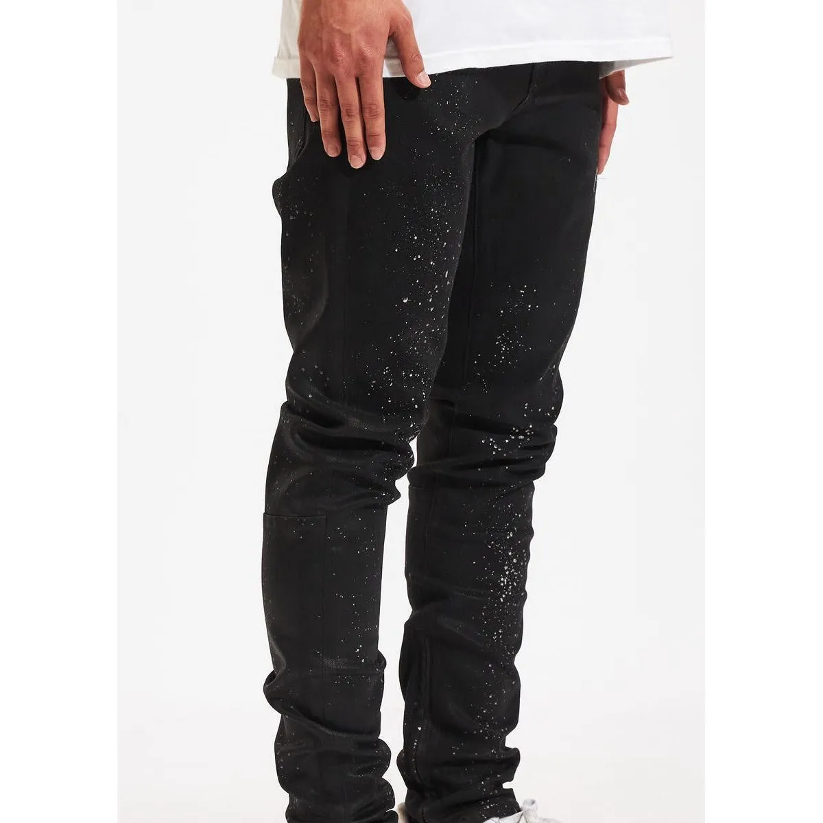 Crysp Denim Atlantic Black Paint Denim Jeans (CRYSPHOL23-14)
