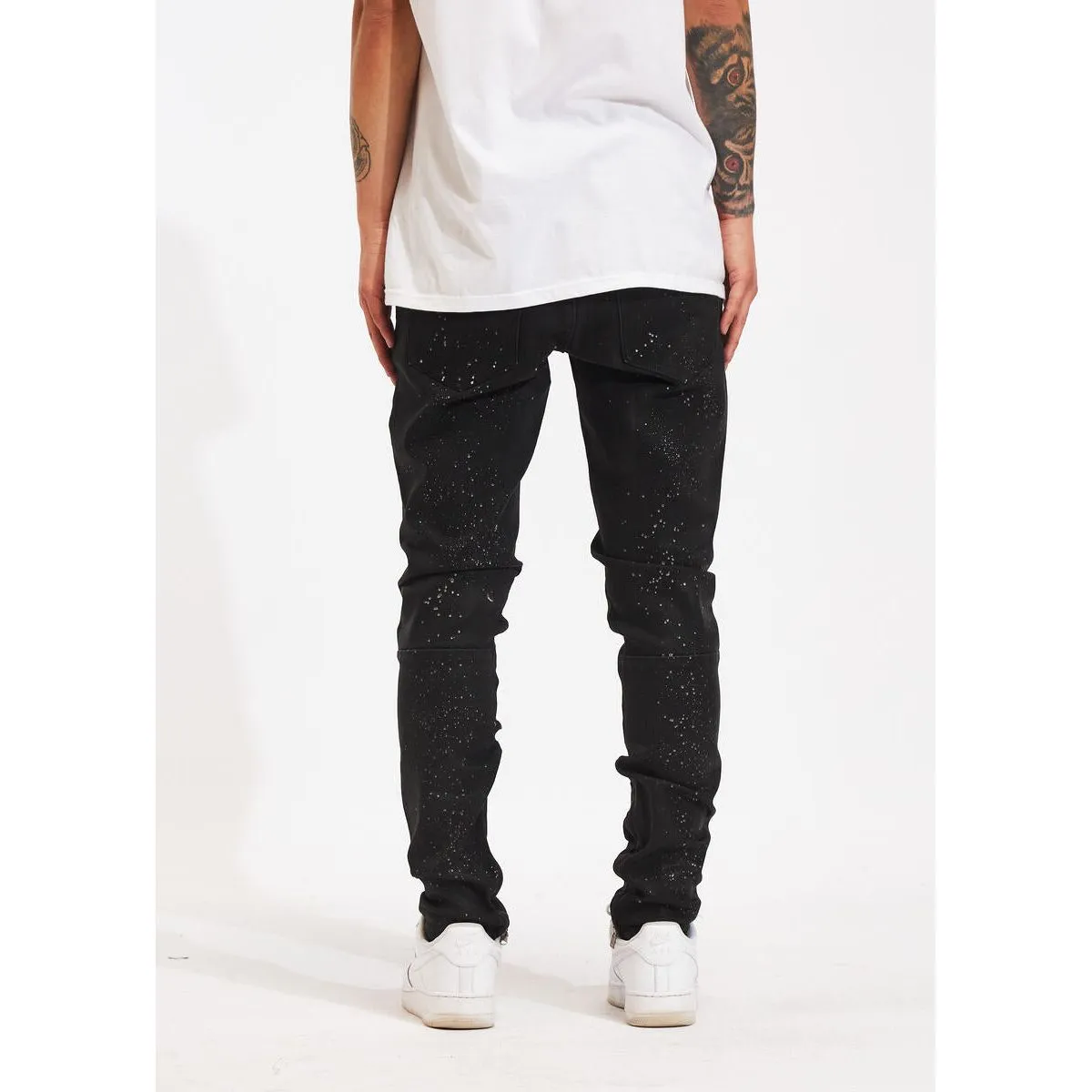 Crysp Denim Atlantic Black Paint Denim Jeans (CRYSPHOL23-14)