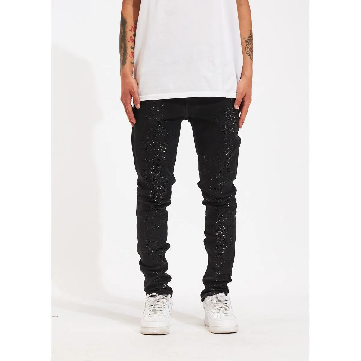 Crysp Denim Atlantic Black Paint Denim Jeans (CRYSPHOL23-14)