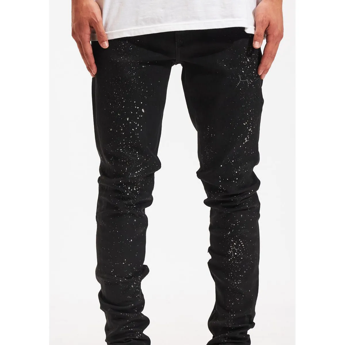 Crysp Denim Atlantic Black Paint Denim Jeans (CRYSPHOL23-14)