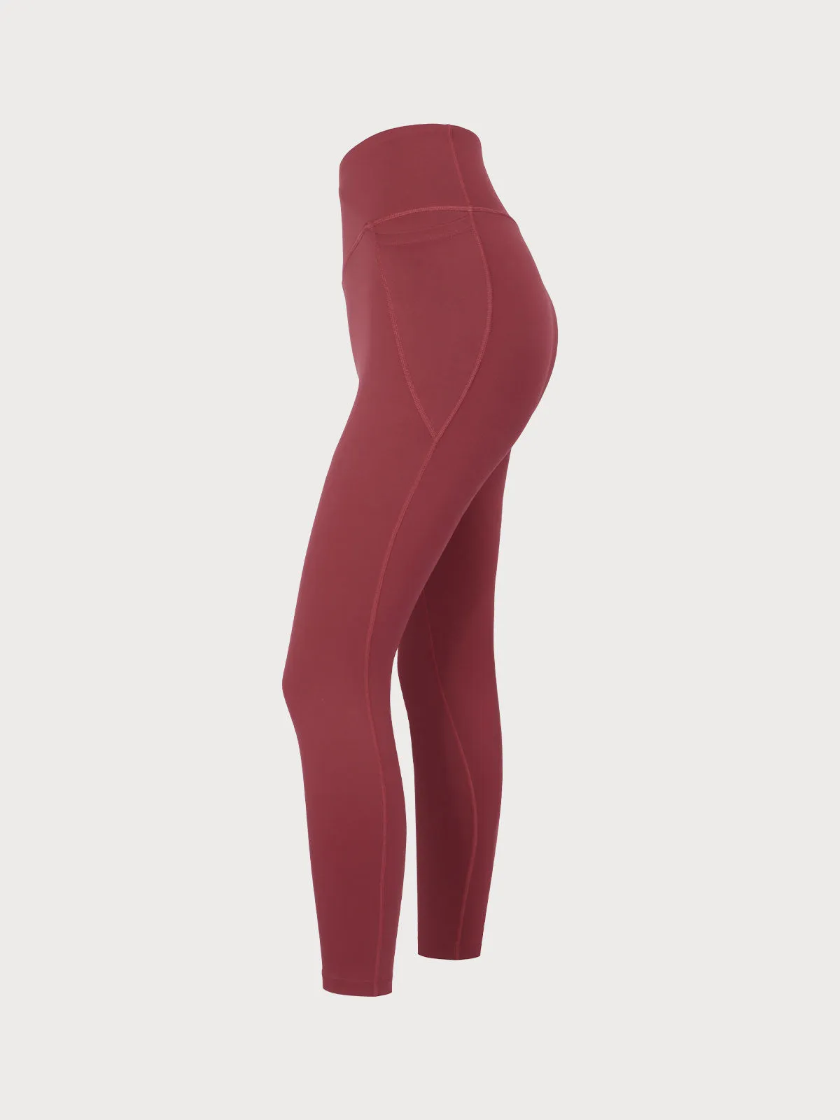 Dark Red High Waisted Leggings 25”