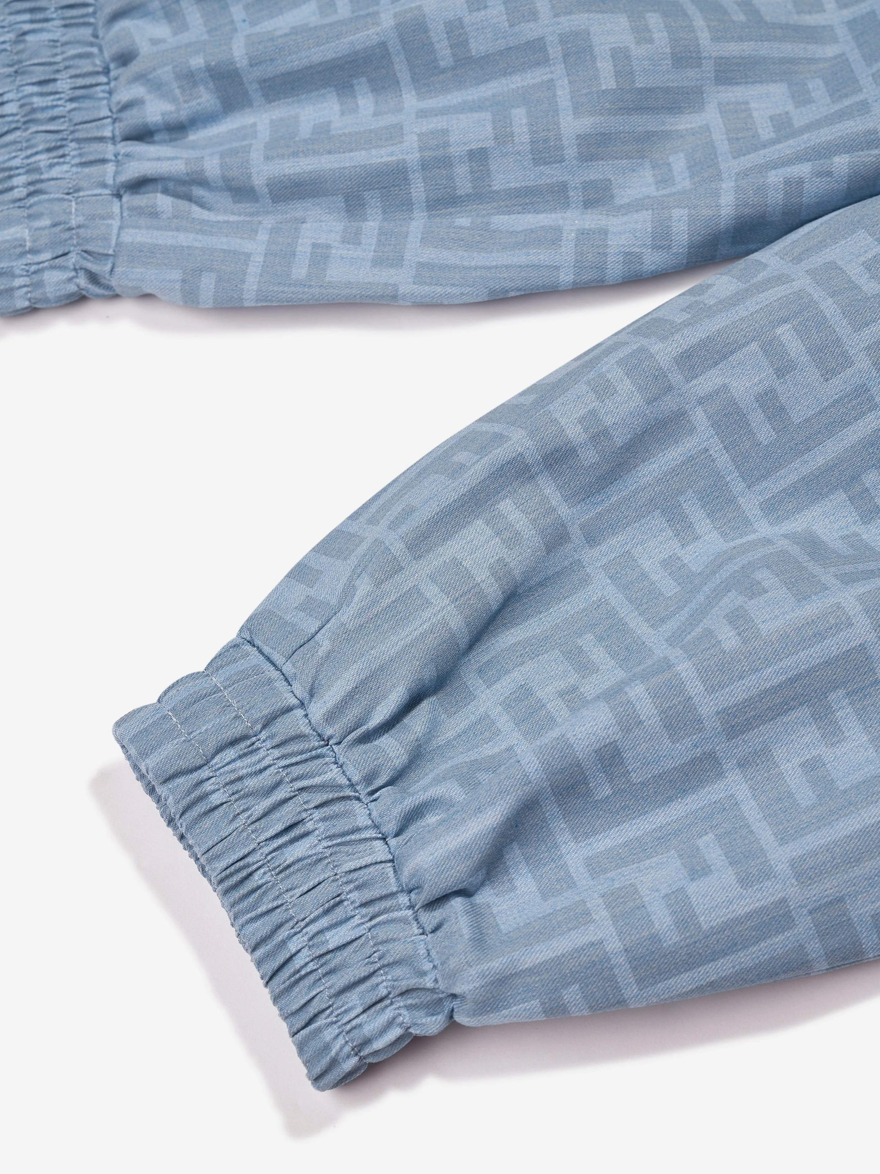 Fendi Boys Chambray FF Logo Joggers in Blue