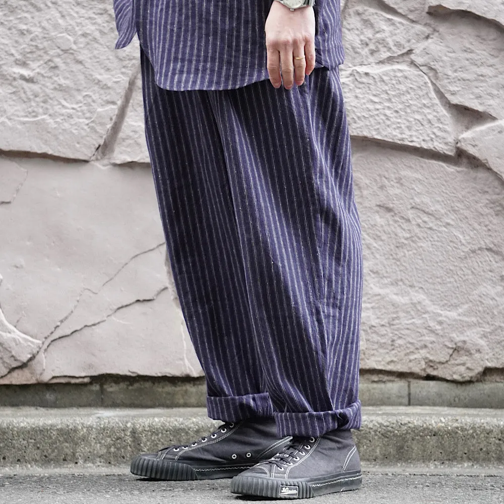 FRANK LEDER - STRIPED LINEN / COTTON - 1 TUCK DRAWSTRING PANTS - FL-0913017