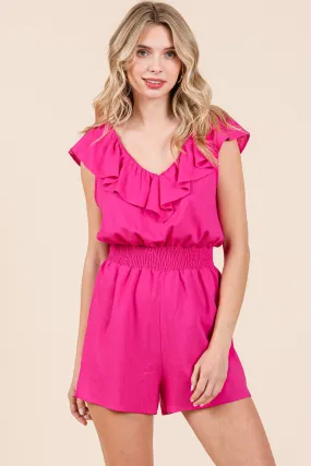 Fuchsia Spring Linen Romper