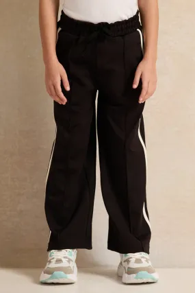 Girls Black Interlock Track Pants