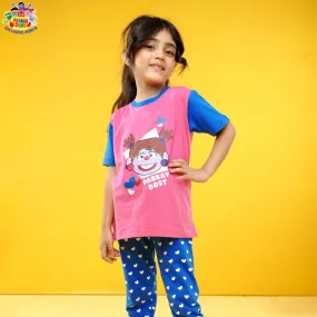 Girls Cotton Jersey 2 PCs Suit Pakkay Dost Miraal -Pink