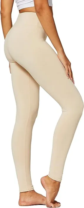 High Waist Beige Stretch Leggings