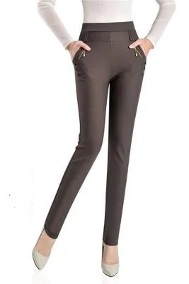 High Waist Stretch Casual Trousers