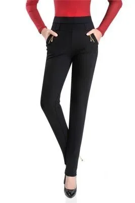 High Waist Stretch Casual Trousers