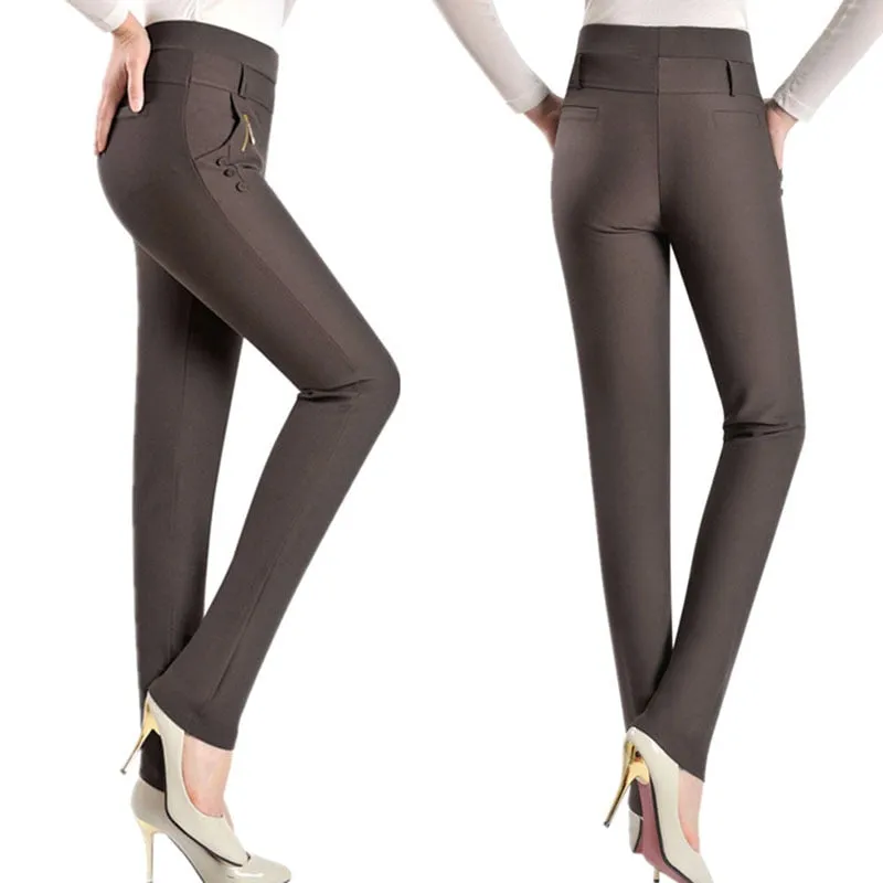 High Waist Stretch Casual Trousers