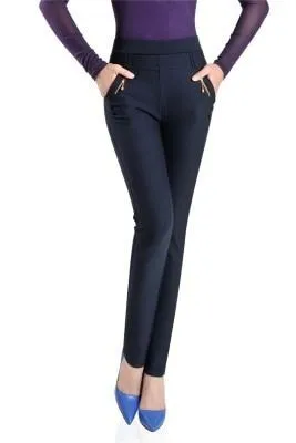 High Waist Stretch Casual Trousers