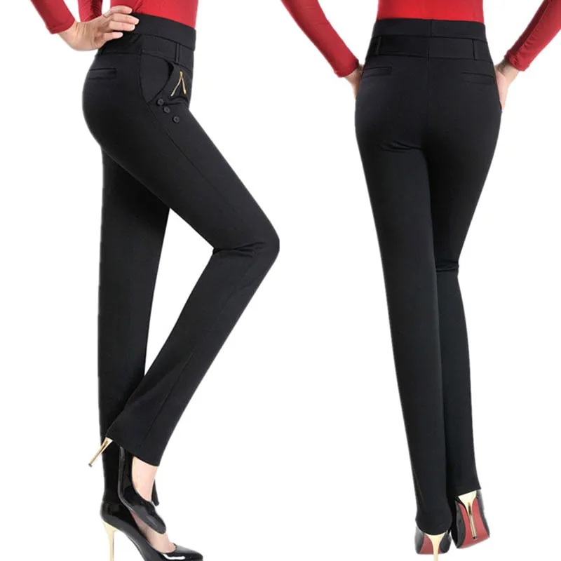 High Waist Stretch Casual Trousers