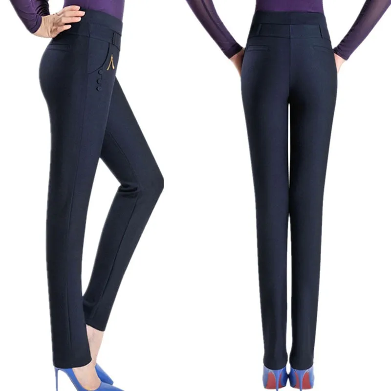 High Waist Stretch Casual Trousers