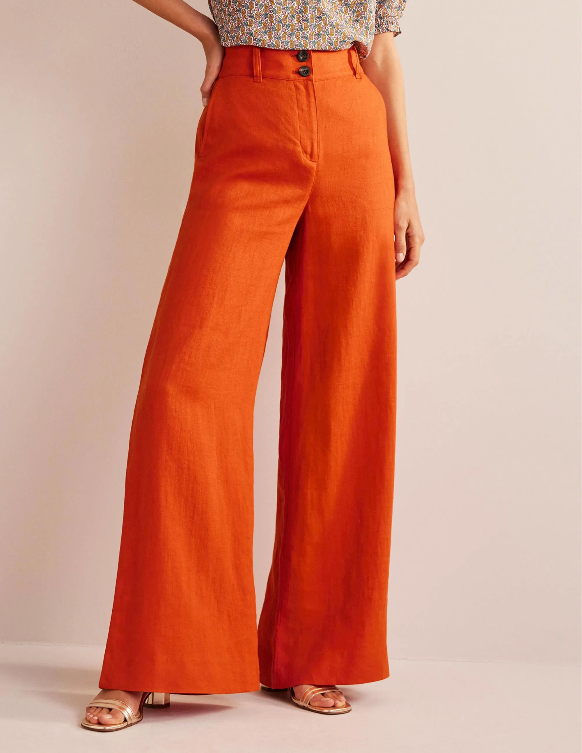 Highbury Linen Trousers-Kumquat