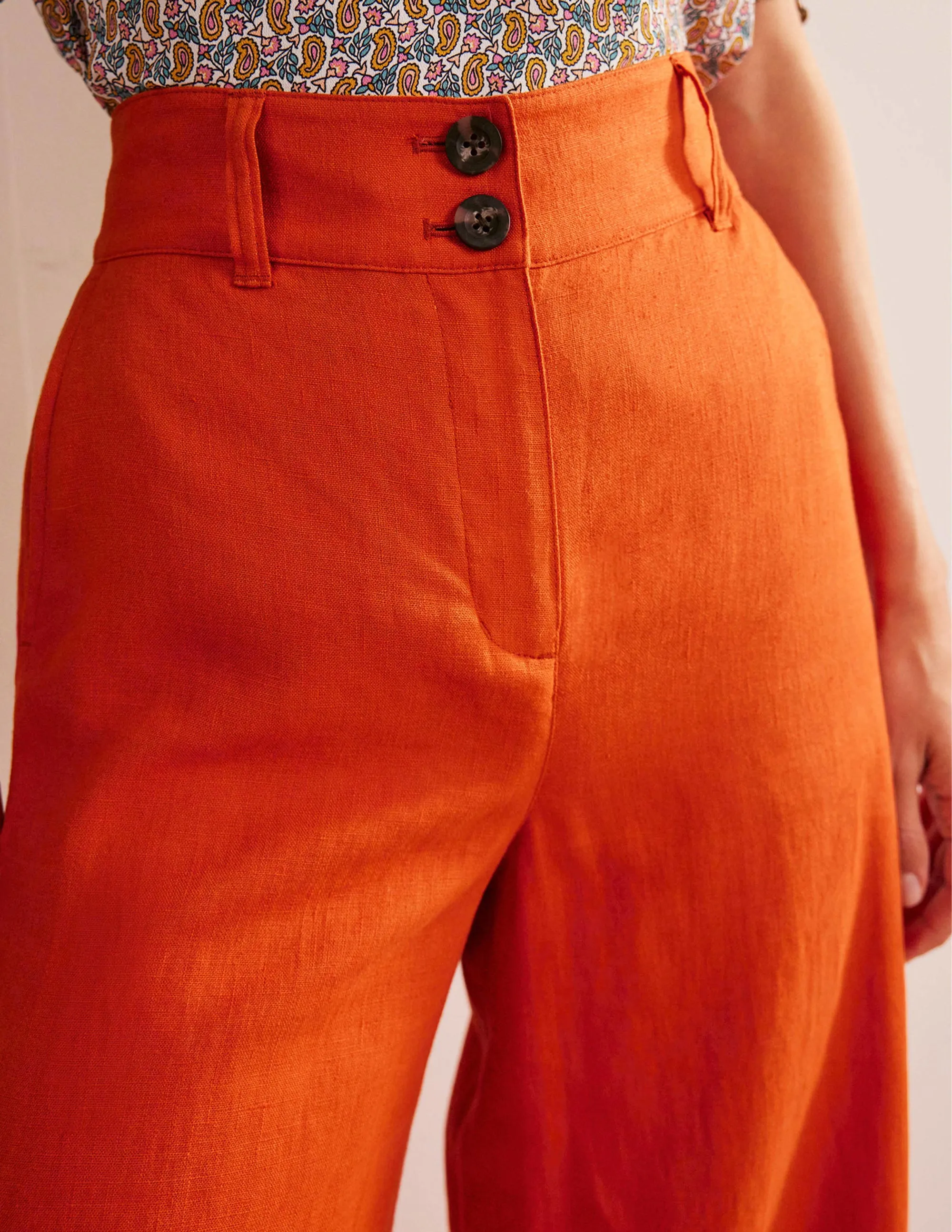 Highbury Linen Trousers-Kumquat