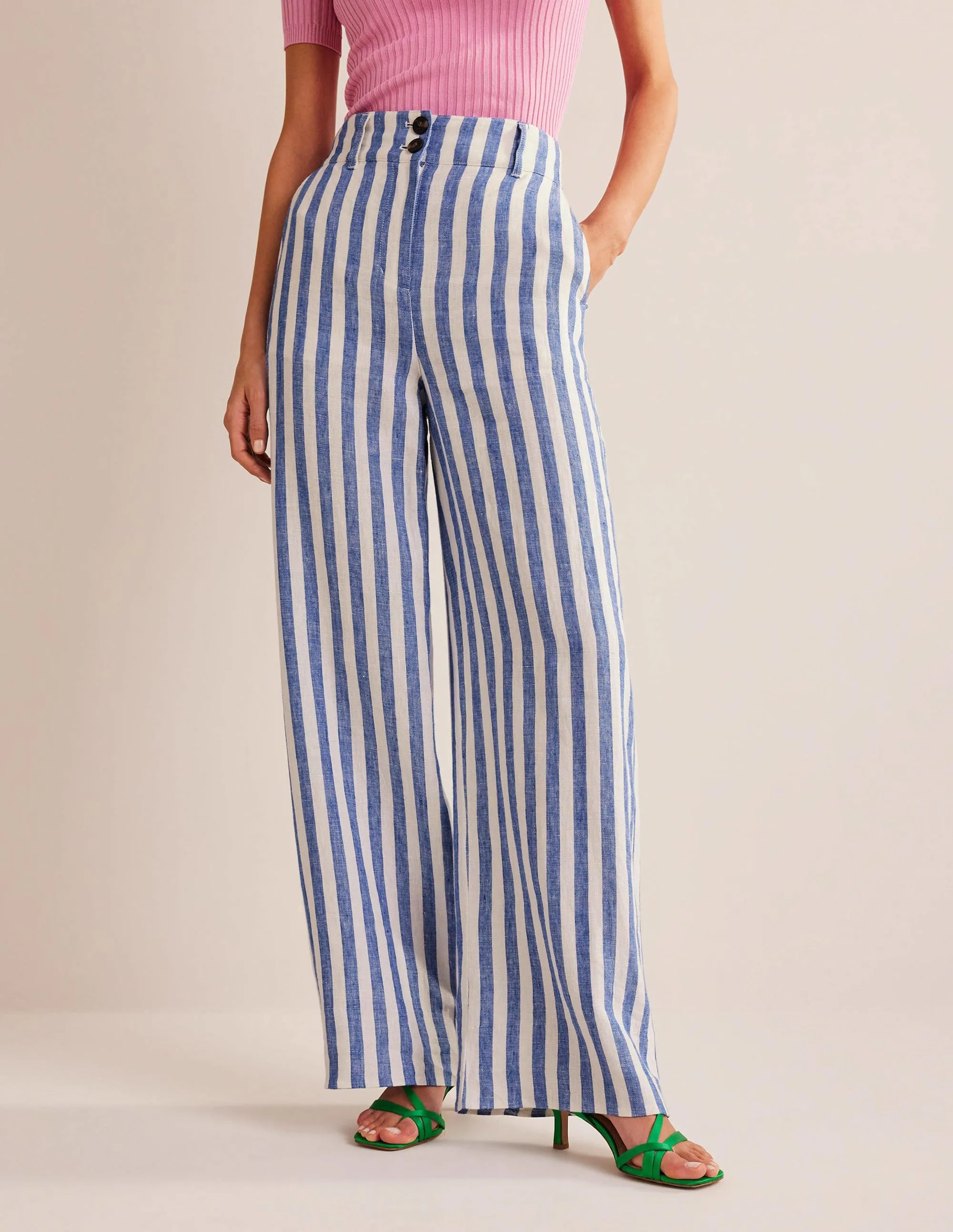 Highbury Linen Trousers-Stripe