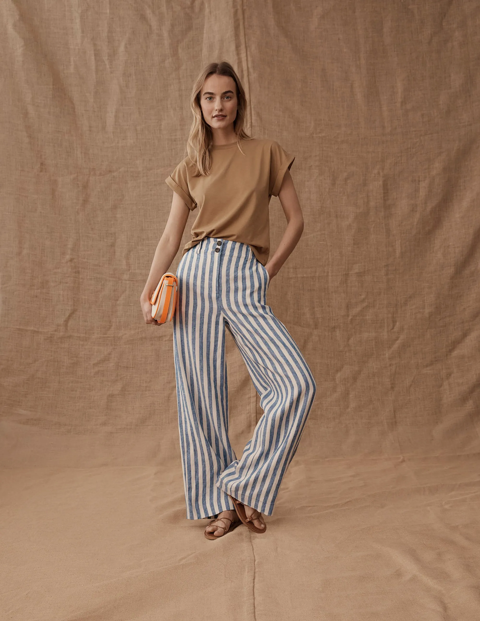 Highbury Linen Trousers-Stripe