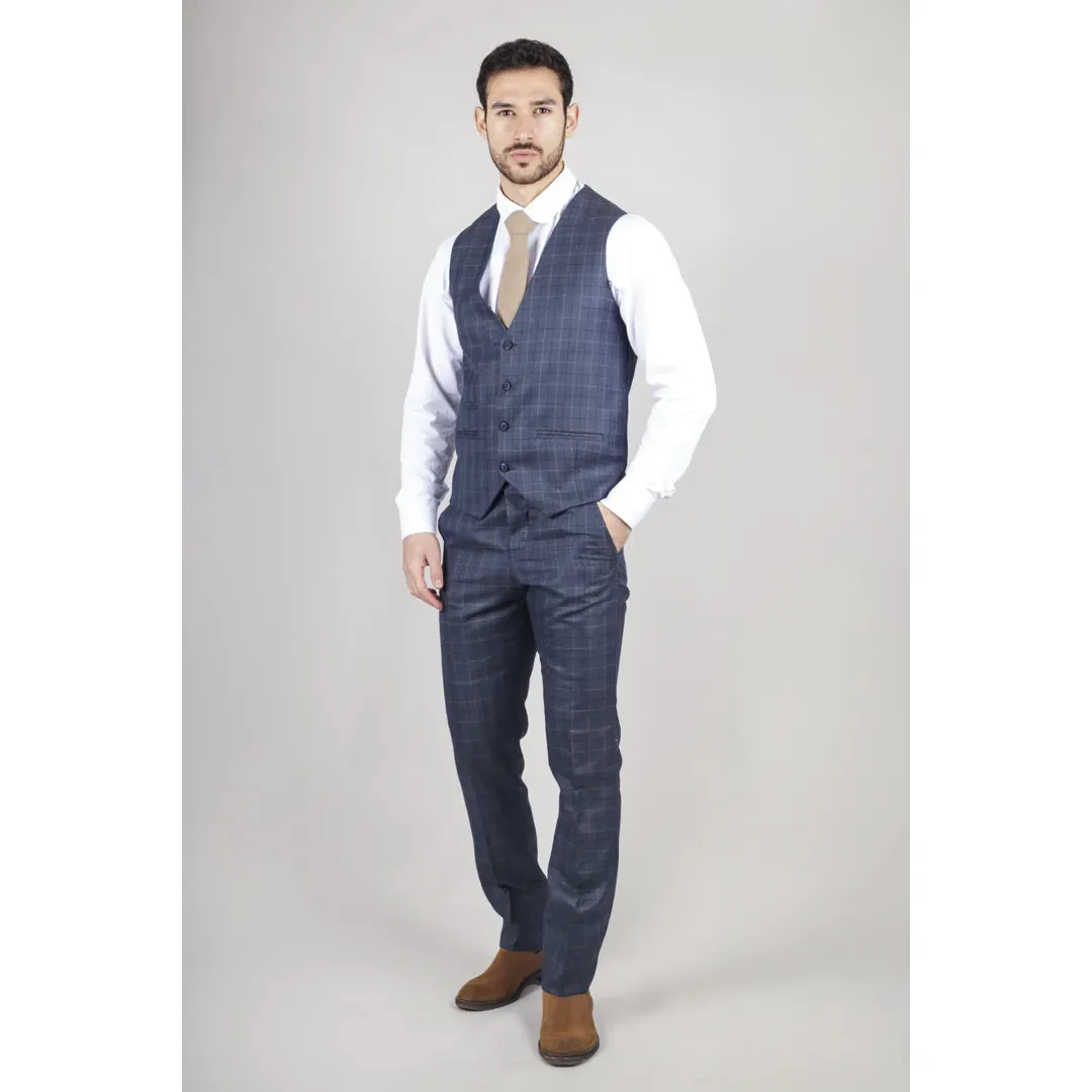IM2 - Men's Blue Check 3 Piece Suit