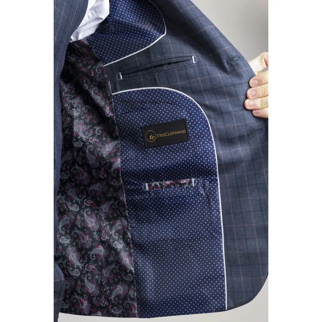 IM2 - Men's Blue Check 3 Piece Suit