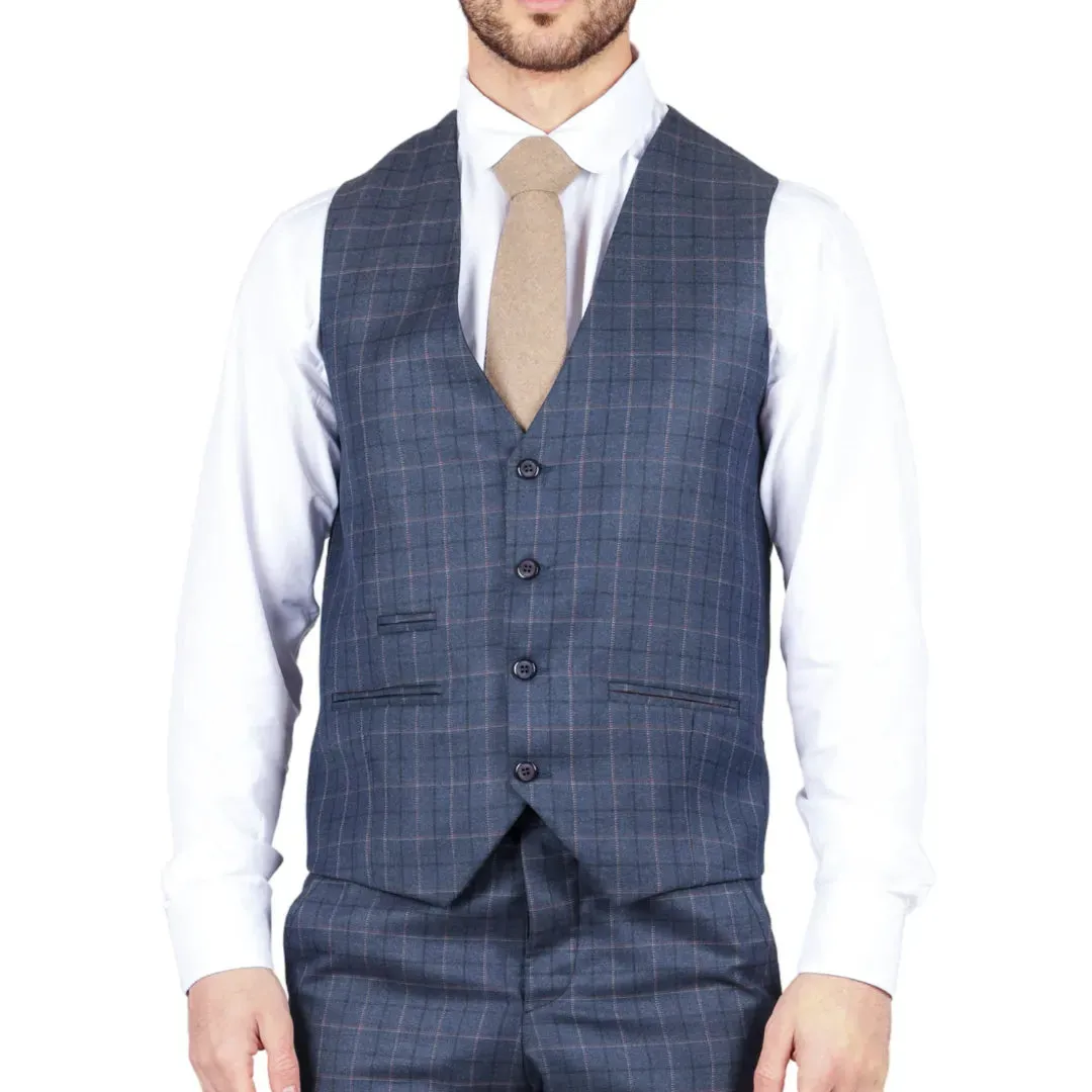 IM2 - Men's Blue Check 3 Piece Suit