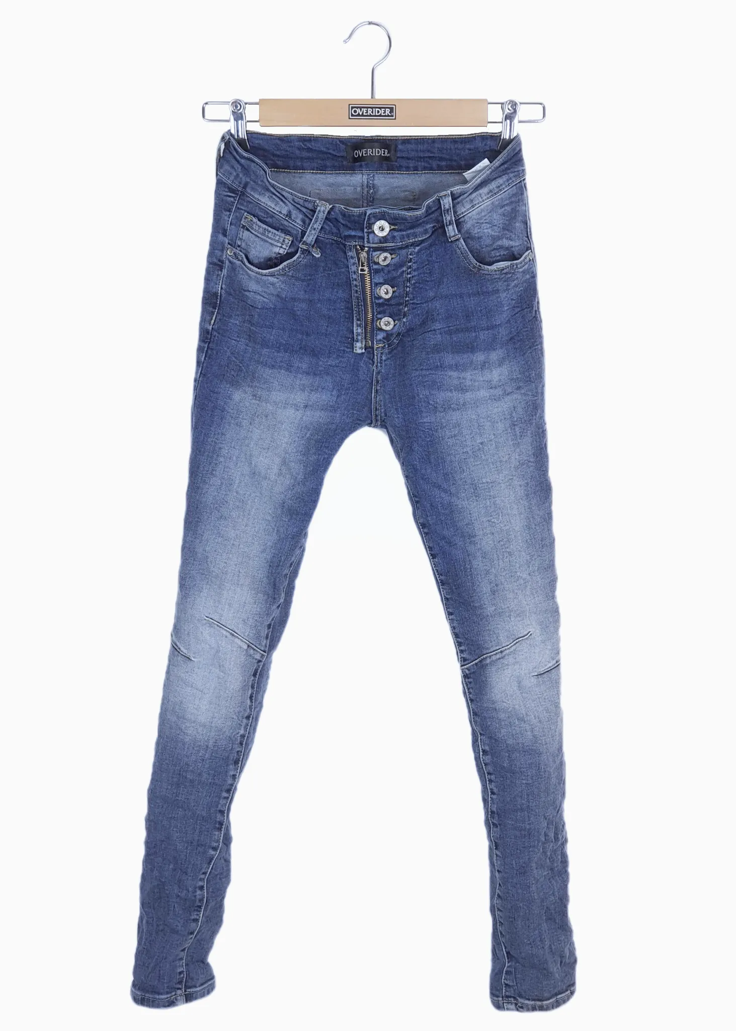 INGA | Skinny Jeans with Zip & Buttons | Denim