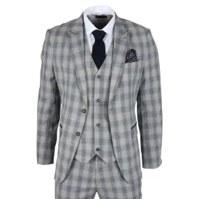 Knight - Men's Grey Blue Checked Blazer