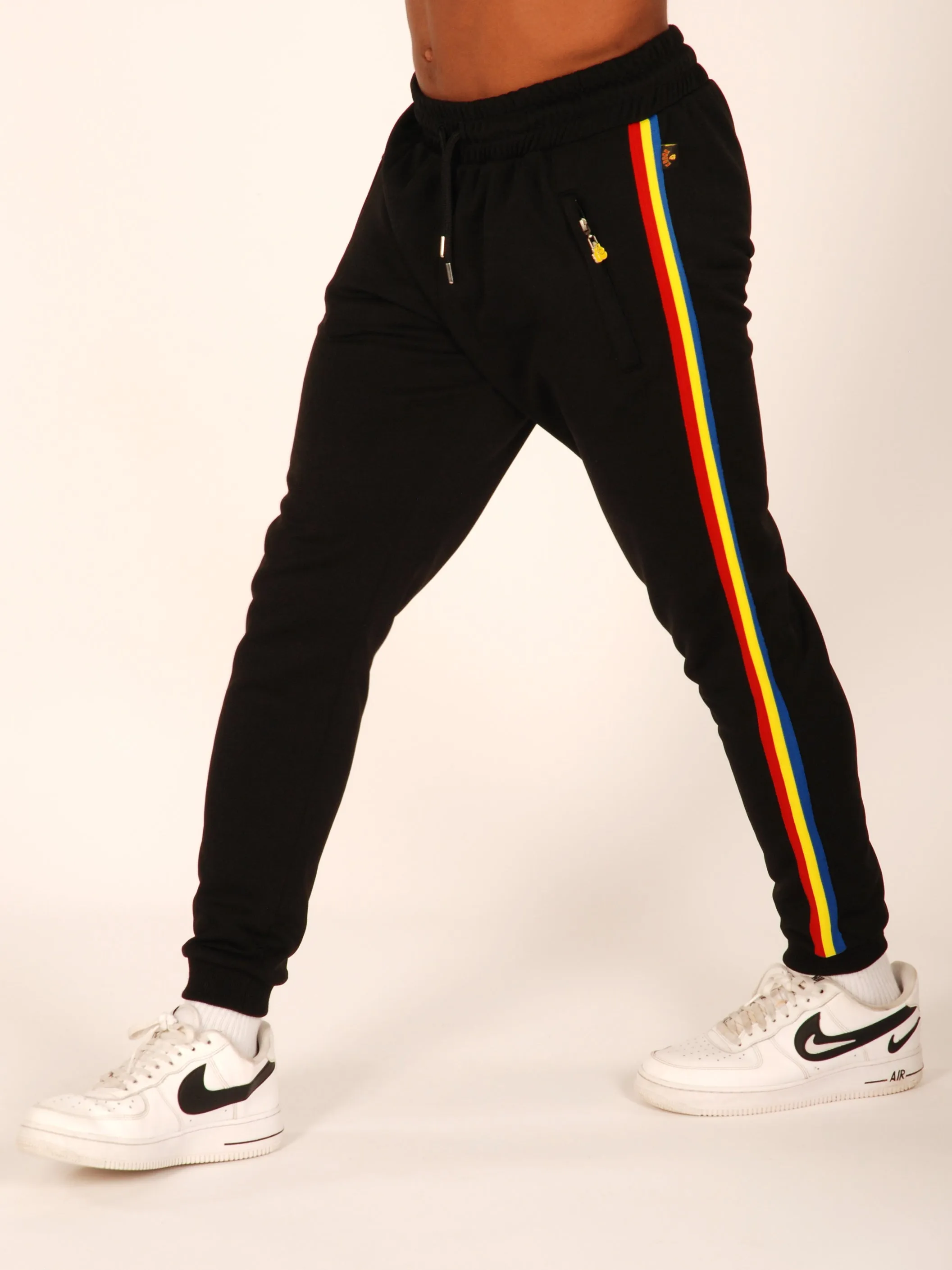Kronk Tri Tape Stripe Leg Joggers Regular Fit Black