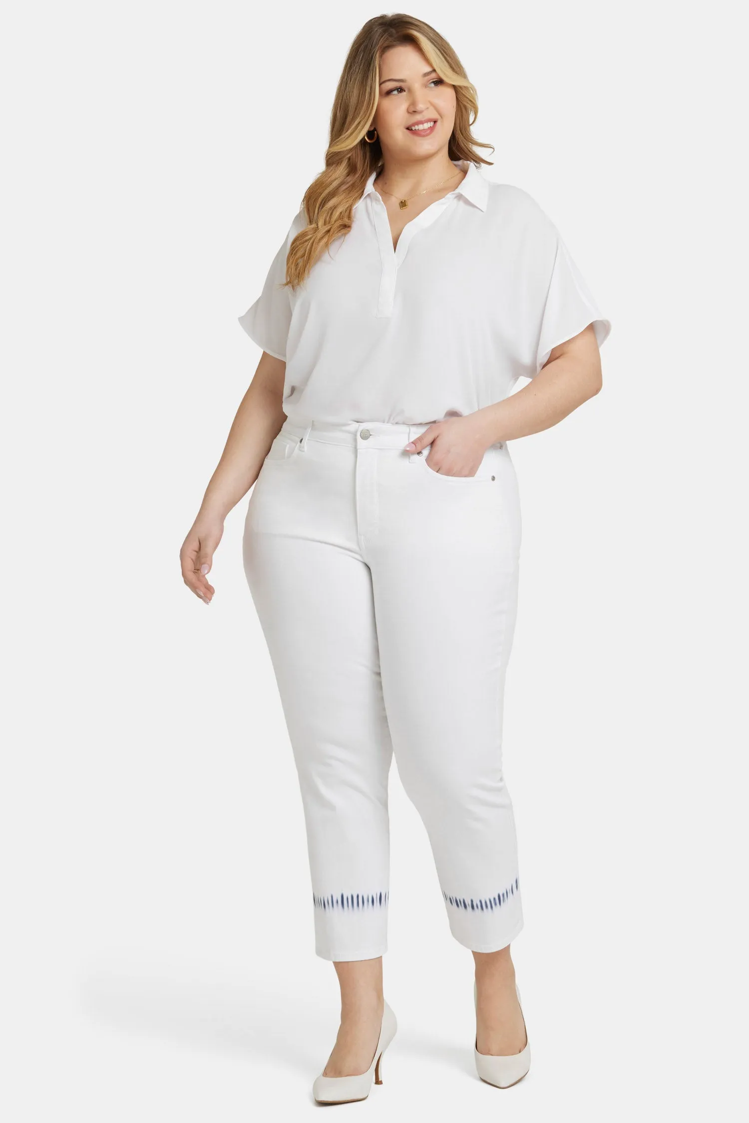 Marilyn Straight Ankle Jeans In Plus Size - Wave Tie Dye