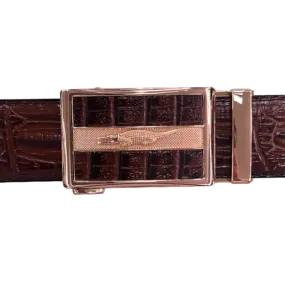 Men's Brown Croc Belt Genuine Leather Gold Buckle Fancy style