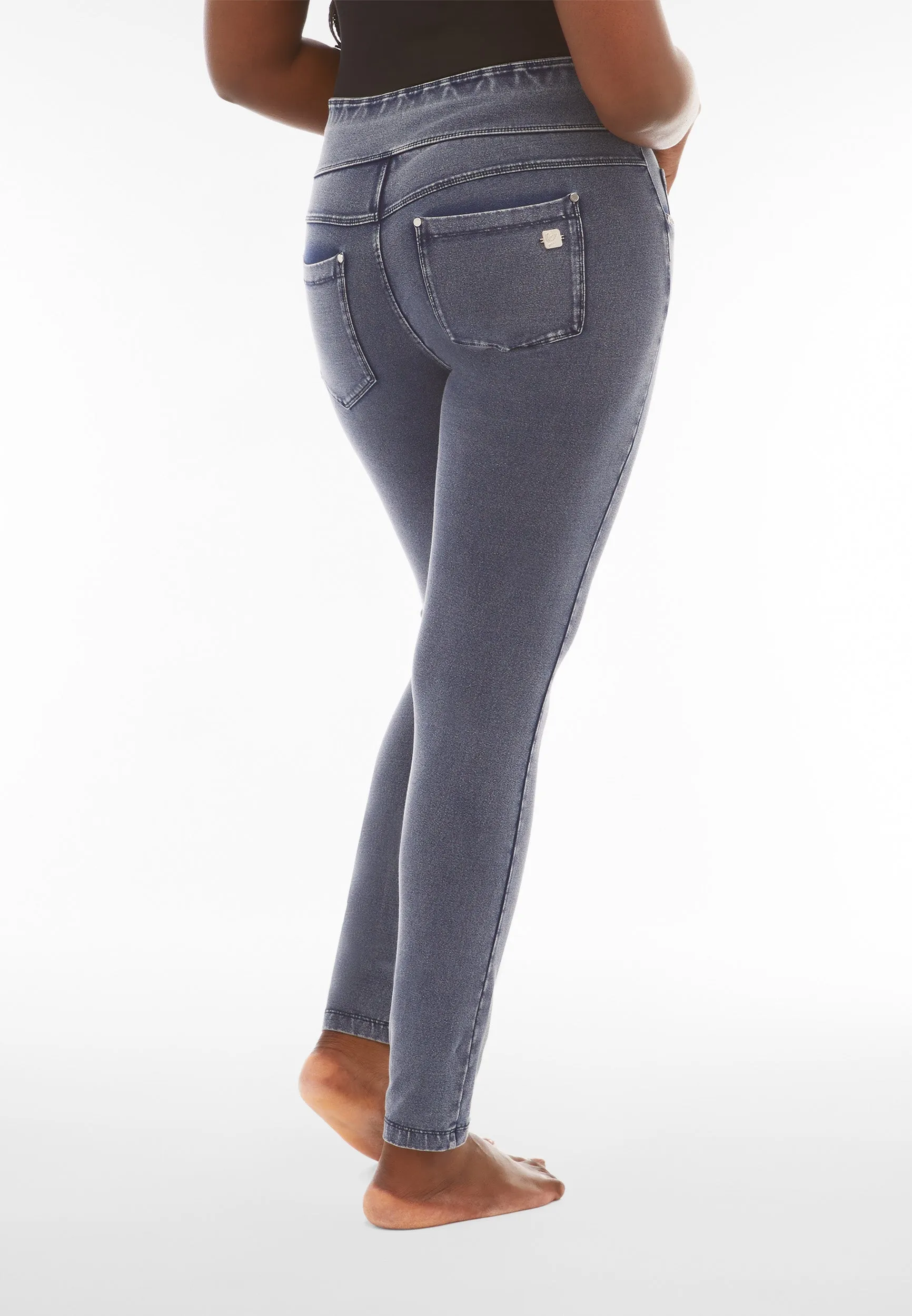 (NOWY1MC002ORG-J109B) N.O.W.® PANTS DENIM-EFFECT JERSEY DARK BLUE PANTS WITH A FOLDABLE WAIST