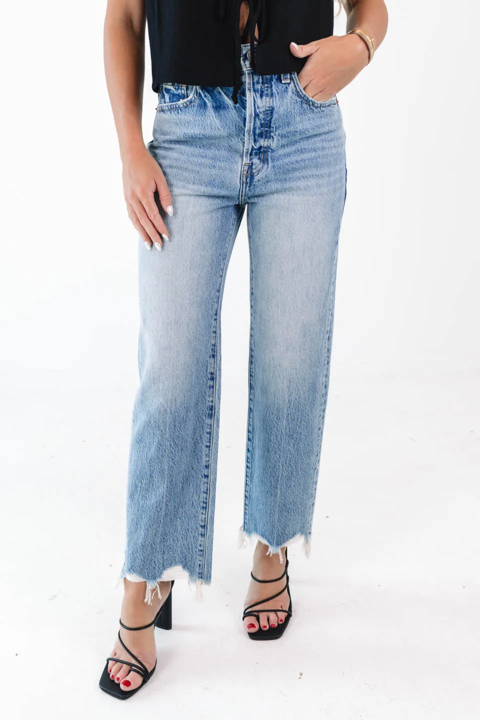 Pistola Cassie Super High Rise Straight Crop Jeans - Era