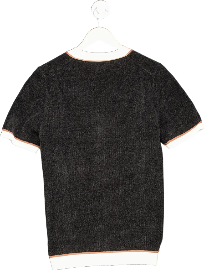 Reiss Black Striker-SS Baseball Press Shirt UK S