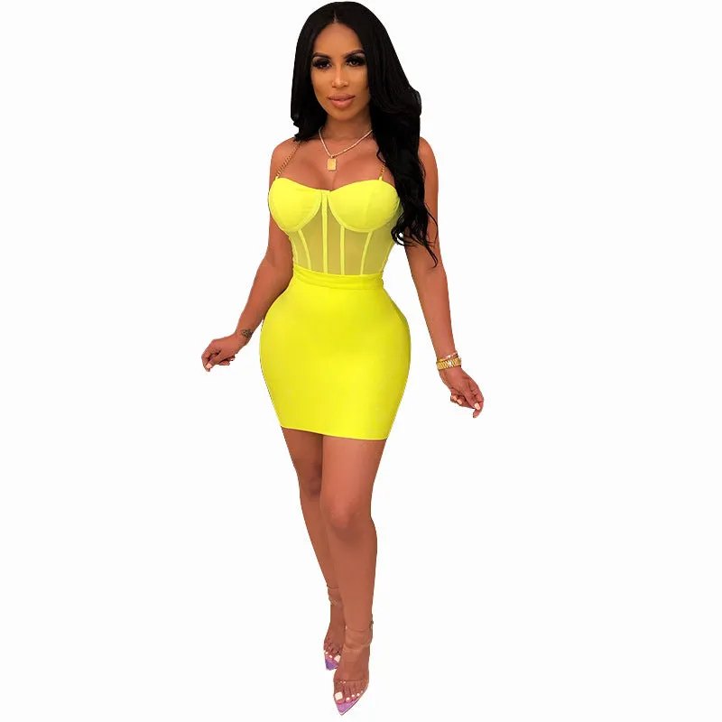 See through Pants Suit Fashion Sexy Tight Sling Pure Color Mesh