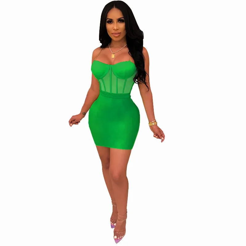 See through Pants Suit Fashion Sexy Tight Sling Pure Color Mesh