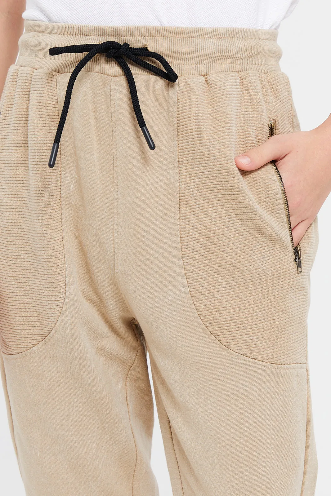 Senior Boys Beige Track Pants